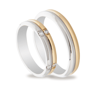 Βέρες Σετ Χρυσές Λευκόχρυσες Λουστράτες με Ζιργκόν MASCHIO FEMMINA TMF-84 - themelidisjewels